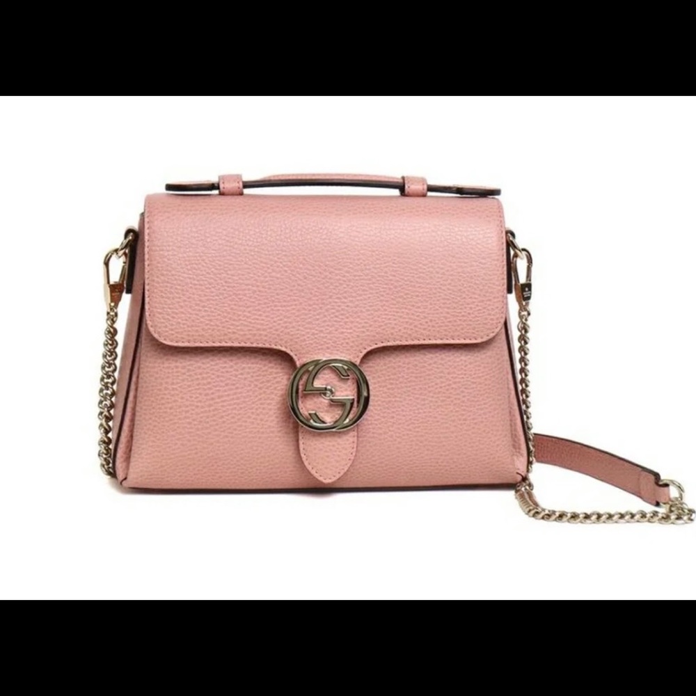 Gucci Medium Interlocking Double G Handbag in Mauve Pink